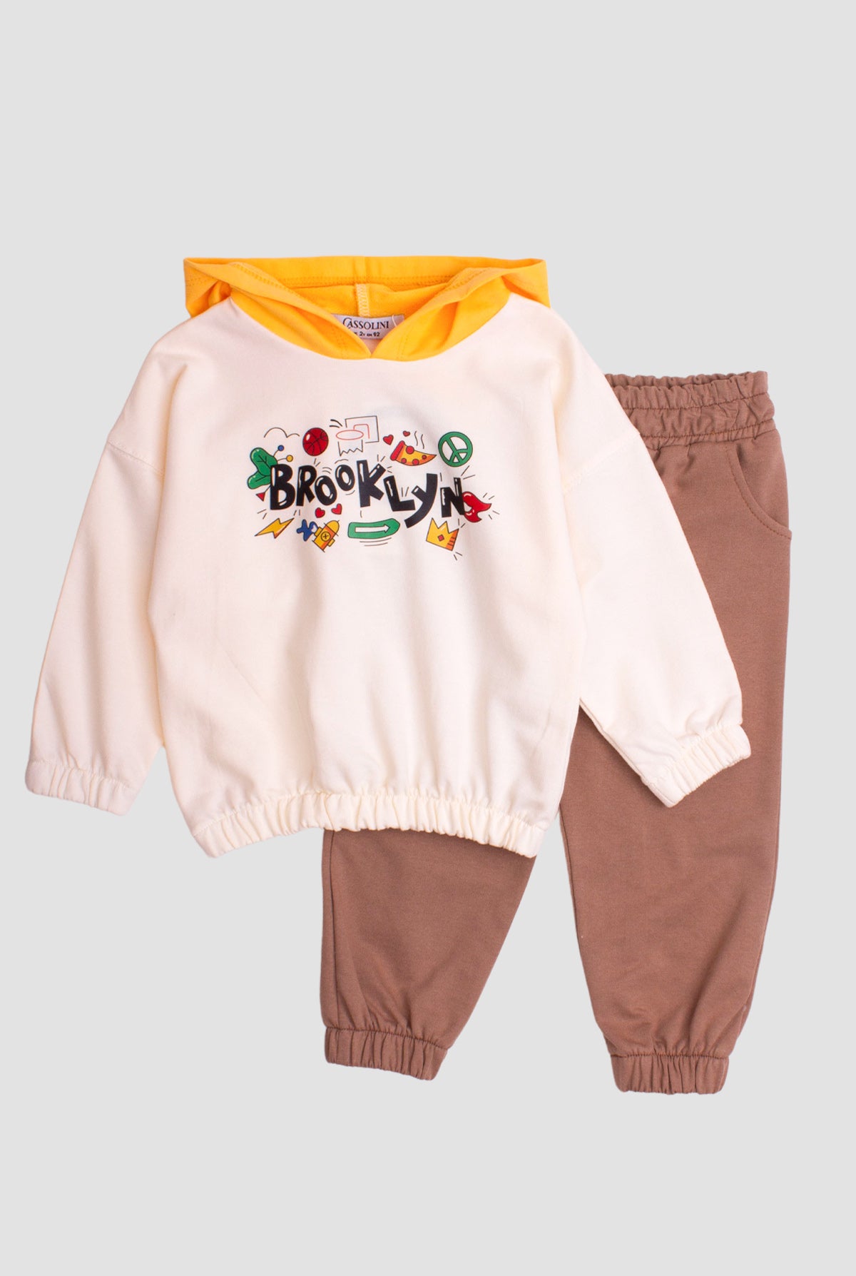 Erkek Çocuk Brooklyn Baskılı Kapüşonlu Sweatshirt ve Eşofman Altı 2’li Takım